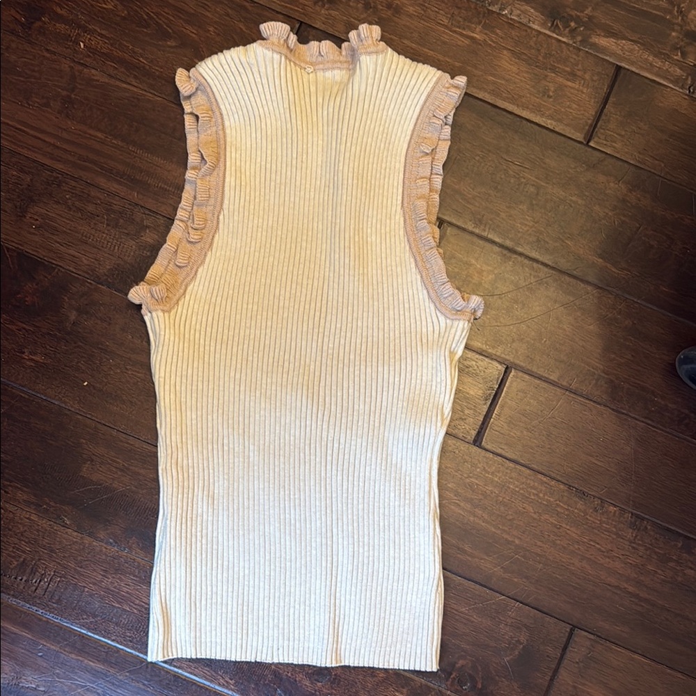 Gilli Cream Ribbed Ruffled Tank Top - Picture 3 of 5